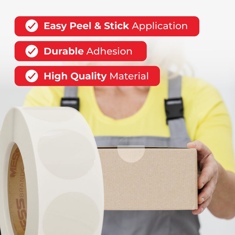 MESS Clear Round Labels (1,000/Roll, 1 Inch) â€“ Transparent Sealing Dots, Wafer Tab Seals, and Envelope Seal Stickers - Image 4